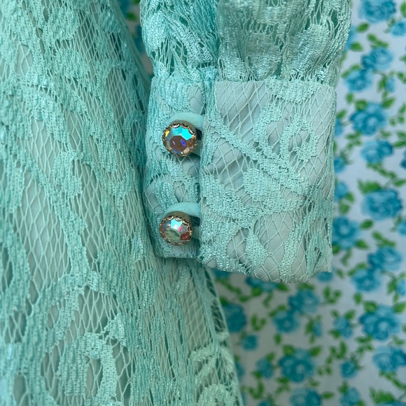 Vintage 70s green lace dress by Miss Rubette - Picture 4 of 6